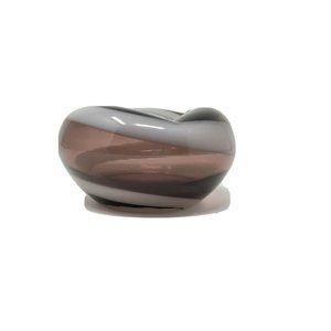 Vintage MCM Hand Blown Purple White Heavy Art Glass Ashtray Bowl Trinket‎ Dish